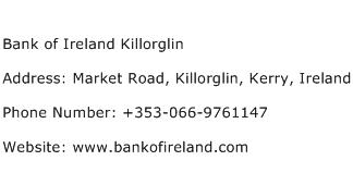 Bank of Ireland Killorglin Address Contact Number