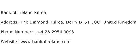 Bank of Ireland Kilrea Address Contact Number