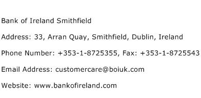 Bank of Ireland Smithfield Address Contact Number
