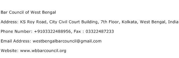 Bar Council of West Bengal Address Contact Number