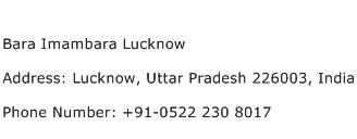 Bara Imambara Lucknow Address Contact Number