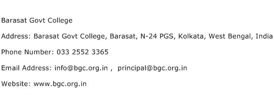 Barasat Govt College Address Contact Number