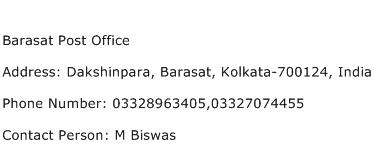 Barasat Post Office Address Contact Number