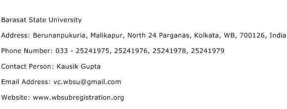 Barasat State University Address Contact Number