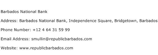 Barbados National Bank Address Contact Number