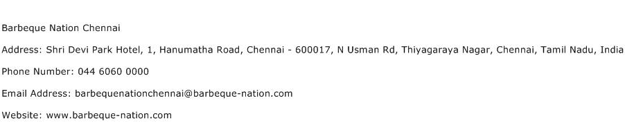 Barbeque Nation Chennai Address Contact Number