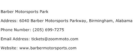 Barber Motorsports Park Address Contact Number