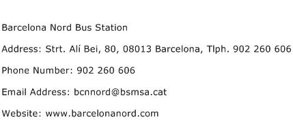 Barcelona Nord Bus Station Address Contact Number