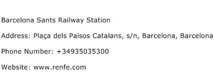 Barcelona Sants Railway Station Address Contact Number