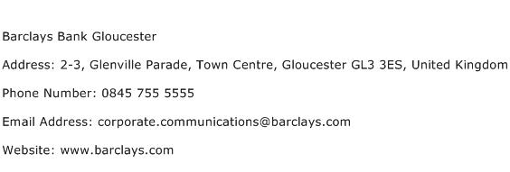 Barclays Bank Gloucester Address Contact Number