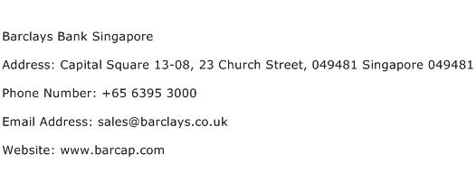 Barclays Bank Singapore Address Contact Number