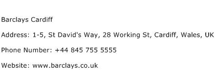 Barclays Cardiff Address Contact Number