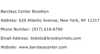 Barclays Center Brooklyn Address Contact Number