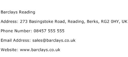 Barclays Reading Address Contact Number