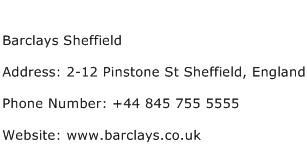 Barclays Sheffield Address Contact Number