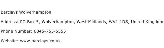 Barclays Wolverhampton Address Contact Number
