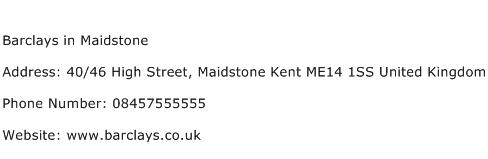 Barclays in Maidstone Address Contact Number