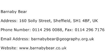 Barnaby Bear Address Contact Number