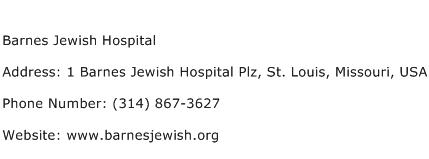 Barnes Jewish Hospital Address Contact Number