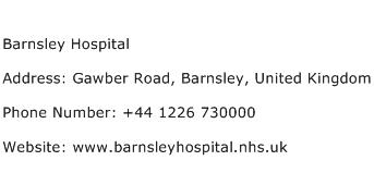 Barnsley Hospital Address Contact Number