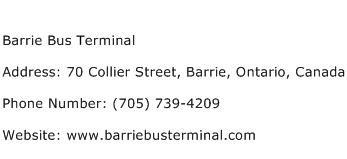 Barrie Bus Terminal Address Contact Number