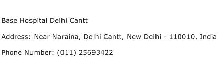 Base Hospital Delhi Cantt Address Contact Number