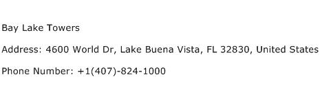 Bay Lake Towers Address Contact Number