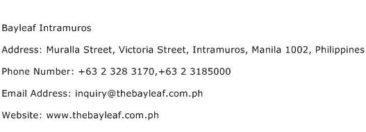Bayleaf Intramuros Address Contact Number