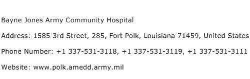 Bayne Jones Army Community Hospital Address Contact Number