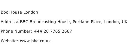 Bbc House London Address Contact Number