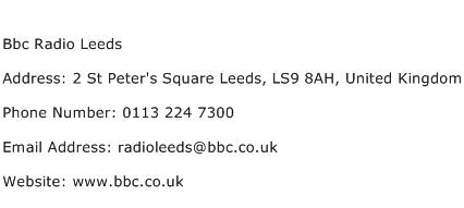 Bbc Radio Leeds Address Contact Number
