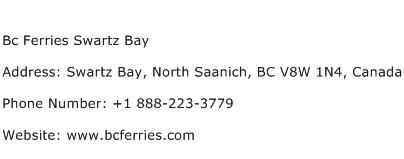 Bc Ferries Swartz Bay Address Contact Number