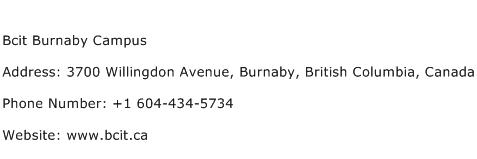 Bcit Burnaby Campus Address Contact Number