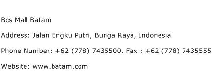 Bcs Mall Batam Address Contact Number