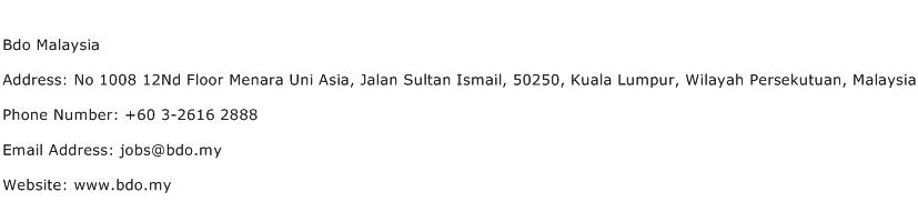 Bdo Malaysia Address Contact Number