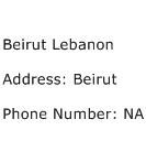 Beirut Lebanon Address Contact Number