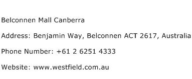 Belconnen Mall Canberra Address Contact Number