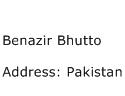 Benazir Bhutto Address Contact Number
