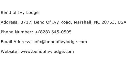 Bend of Ivy Lodge Address Contact Number