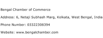 Bengal Chamber of Commerce Address Contact Number