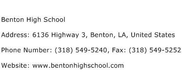 Benton High School Address Contact Number