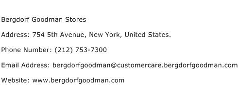 Bergdorf Goodman Stores Address Contact Number