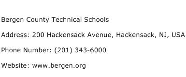 Bergen County Technical Schools Address Contact Number