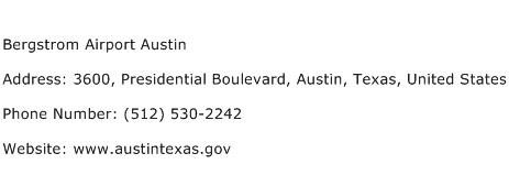 Bergstrom Airport Austin Address Contact Number