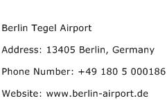 Berlin Tegel Airport Address Contact Number