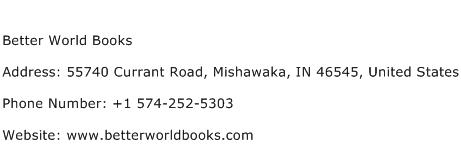 Better World Books Address Contact Number