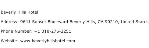 Beverly Hills Hotel Address Contact Number