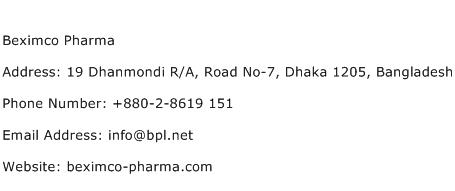 Beximco Pharma Address Contact Number