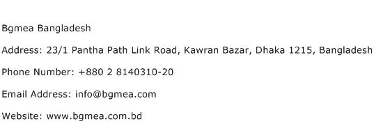 Bgmea Bangladesh Address Contact Number