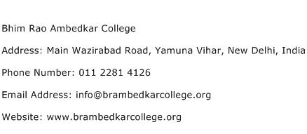 Bhim Rao Ambedkar College Address Contact Number